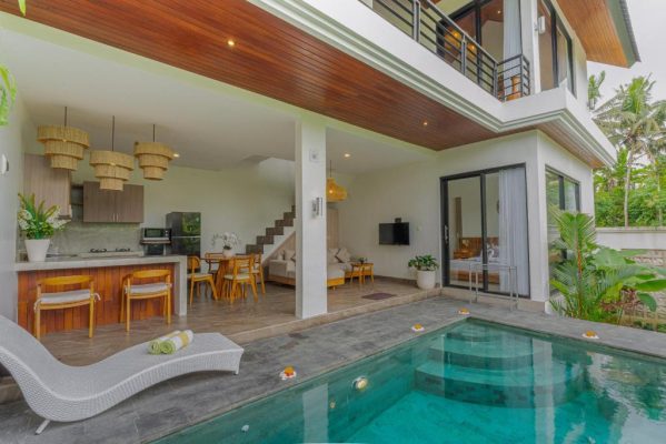 Three-Bedroom Modern Villa with Private Pool and Rice Field View
